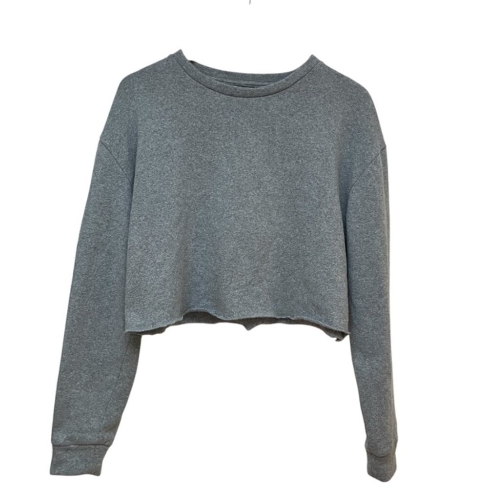 Topshop Gray Raw Edge cropped sweatshirt size 6
